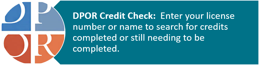 DPOR Credit check: enter or license number or name for search results 