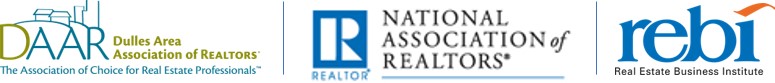 DAAR, National Association of Realtors, and Real Estate Business Institute Logos