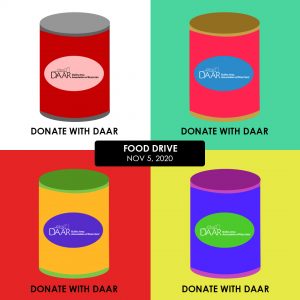 Donate food with DAAR Food drive flyer