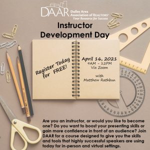 DAAR Instructor Development Day April 16 2021, click for more info